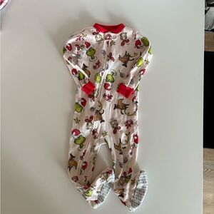 Kids One Piece Pajamas - Dr. Seuss Characters - Red and Cream